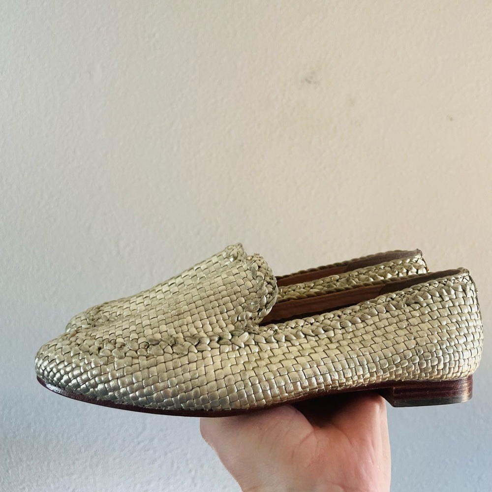 Kate Spade Cayley Gold Woven Leather Loafer - Picture 2 of 11